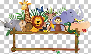 Baby Jungle Animals , farm animals, animals on top of table illustration PNG clipart