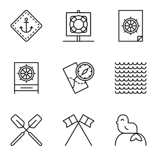 Nautical svg vector icon sets