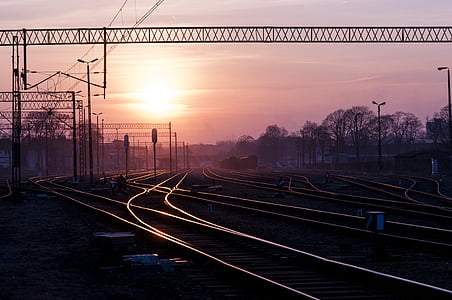 railroad during sunset thumbnail
