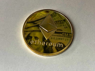 Round Gold-colored Ethereum Ornament thumbnail
