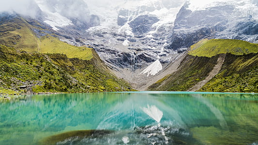river near snow covered mountain thumbnail