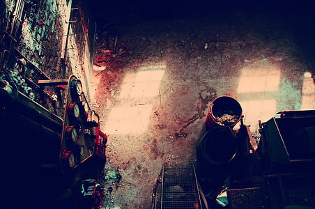 red plastic bucket on floor thumbnail