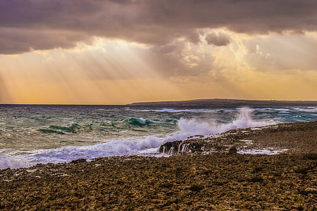 sea wave illustration during sunset thumbnail