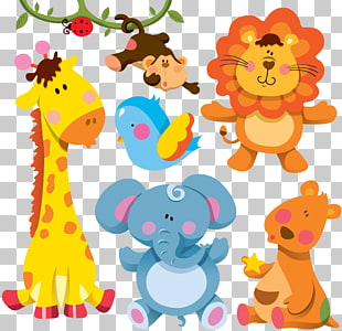 Giraffe Cartoon Animal Illustration, Cartoon animals, assorted animal stickers PNG clipart