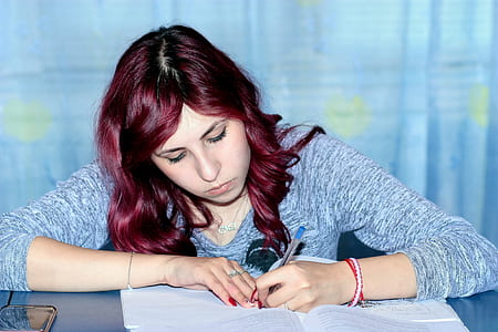 person, girl, writing, student thumbnail