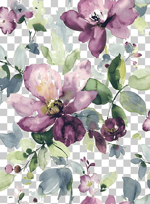 Watercolor painting Watercolour Flowers Floral design , Watercolor painted purple flowers blooming PNG clipart