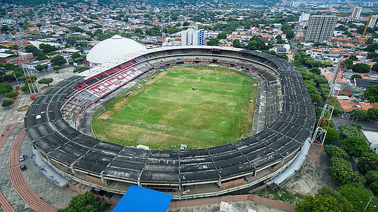 aerial photography of oval stadium thumbnail