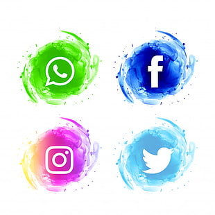 Abstract social media watercolor icons set eps file