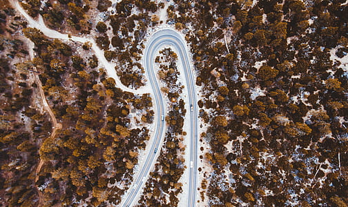 bird's eye photography of highway thumbnail