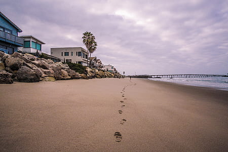 photo of sand with foot step of human thumbnail