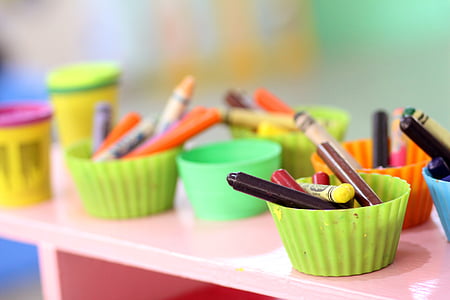 assorted crayons on cupcake mold thumbnail