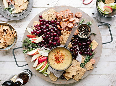 fruit and biscuits on gray tray thumbnail