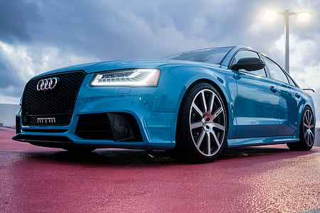 blue Audi sedan digital wallpaper thumbnail