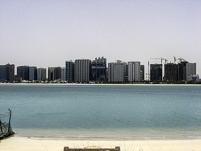 Skyline from across the water of Abu Dhabi, United Arab Emirates, UAE thumbnail