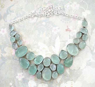 beaded blue gemstone bubble necklace thumbnail