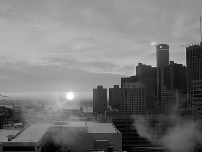 grayscale photo of high-rise buildings thumbnail