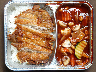 sliced chicken with rice and vegetables thumbnail