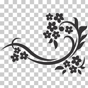 Flower Floral Design Arabesco Black Floral With Bird Illustration Png Clipart Free Cliparts Uihere
