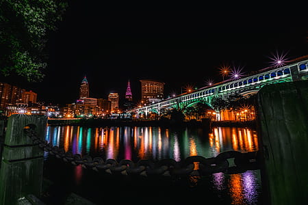 Reflection of Illuminated Buildings in Water at Night thumbnail