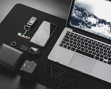 laptop, computer, macbook, desk, office thumbnail