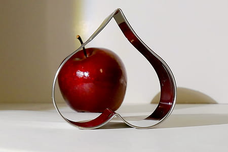 stainless steel heart frame near apple decor thumbnail