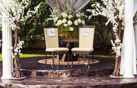 two white wedding padded chairs thumbnail