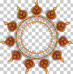 Rotary encoder Pattern, Hindu religious motifs, round red and green floral PNG clipart