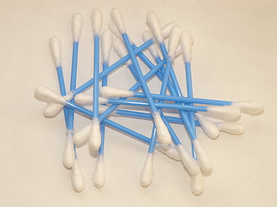 blue cotton swabs on white surface thumbnail