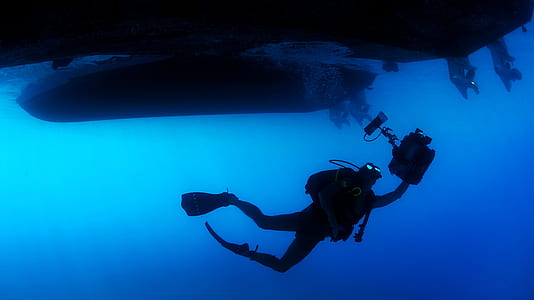 man in diving equipment underwater thumbnail