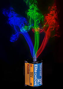 Kodak DX Elite Chrome film with blue, green, and red smoke thumbnail