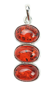 silver-colored three red gemstone pendant thumbnail