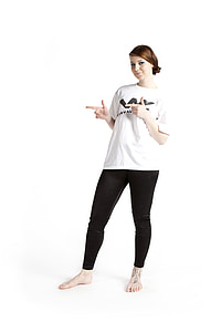 woman pointing on right side thumbnail