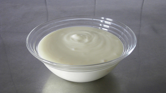 white cream in clear glass bowl thumbnail