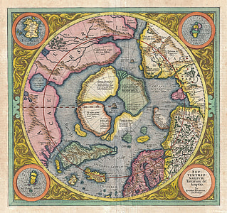 Hondius Map picturing the Frobisher Strait in Nunavut, Canada thumbnail