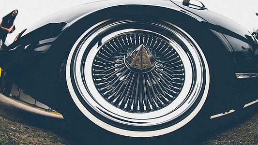 fish-eye lens photography of chrome-colored wheel thumbnail