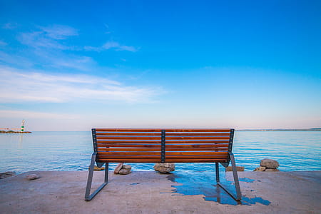Brown and Black Bench on Seaside thumbnail