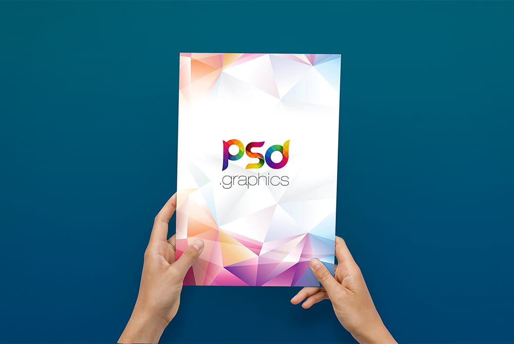 A4 Flyer in Hand Mockup Free PSD psd file