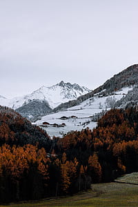 overlooking view of mountain covered with snow during daytime thumbnail