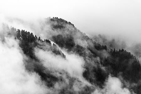 grayscale photo smoky mountain thumbnail