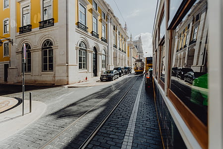 Famous vintage yellow 28 tram on street of Lisbon, Portugal thumbnail