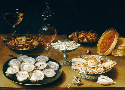 Delicious Food with Oysters, Fruit, and wine in Antwerp, Belgium thumbnail