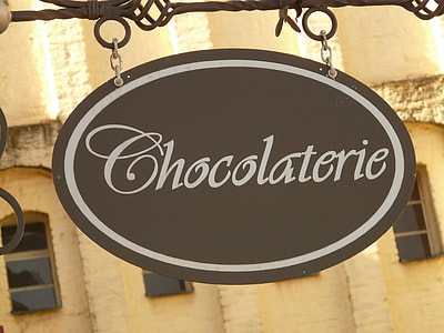 oval brown and white Cocolaterie-printed steel hanging signage thumbnail