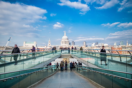 people walking on pathway under blue and white sky during daytime thumbnail