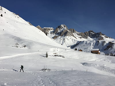 person walking on snow-capped ground thumbnail