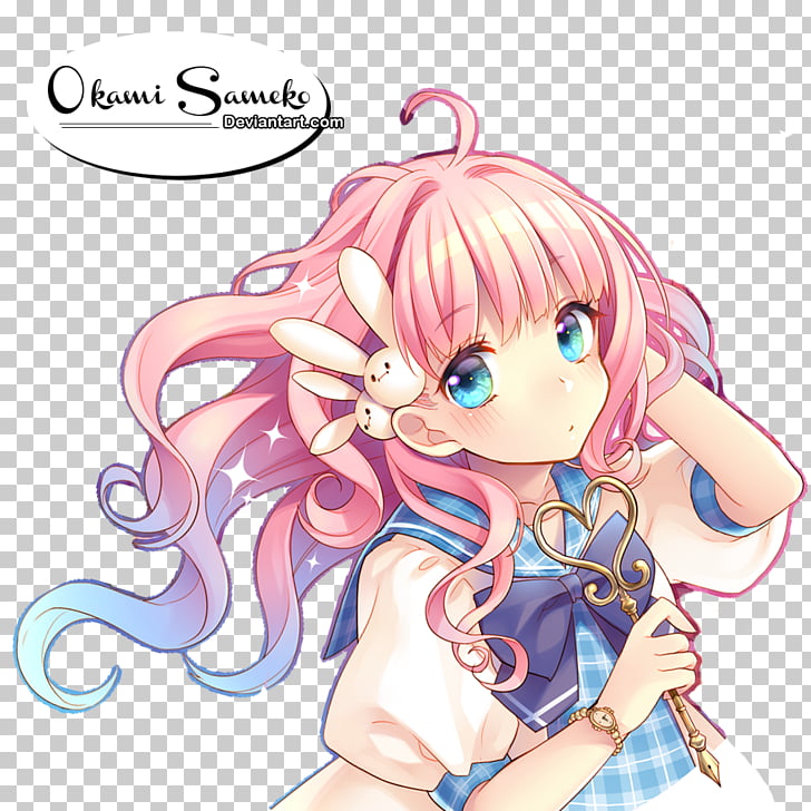 Pink anime girl render
