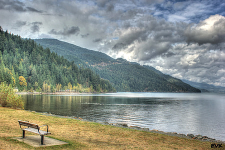 photo of bench chair near body of water thumbnail