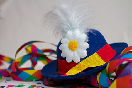 blue flower-accent hat thumbnail