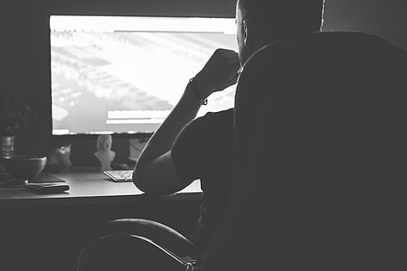 Night Owl Man Working on Computer at Night thumbnail