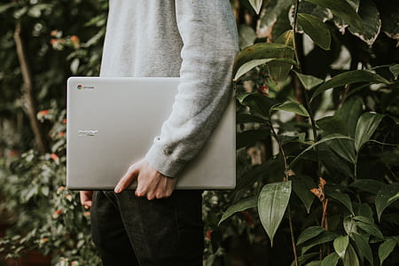 person holding silver laptop computer thumbnail