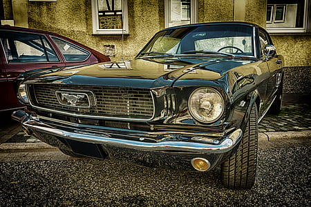 black Ford Mustang close-up photo thumbnail